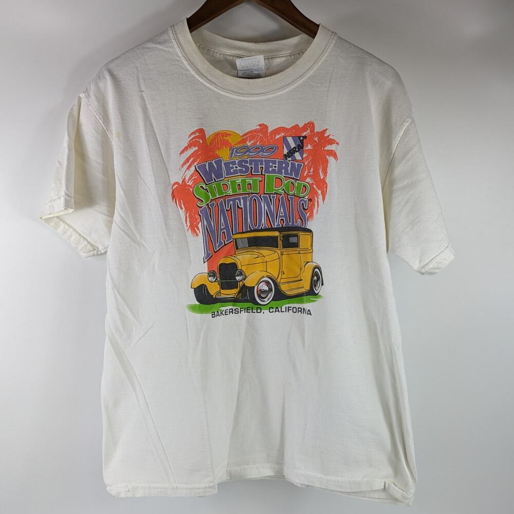 Vintage 1999 Mens L Drag Racing T-Shirt POOR Western Street Rod Nationals NSRA